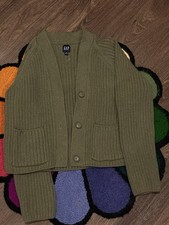 Gap Women's Olive Green Cable Knit Cardigan, 100 Cotton, Size Medium
