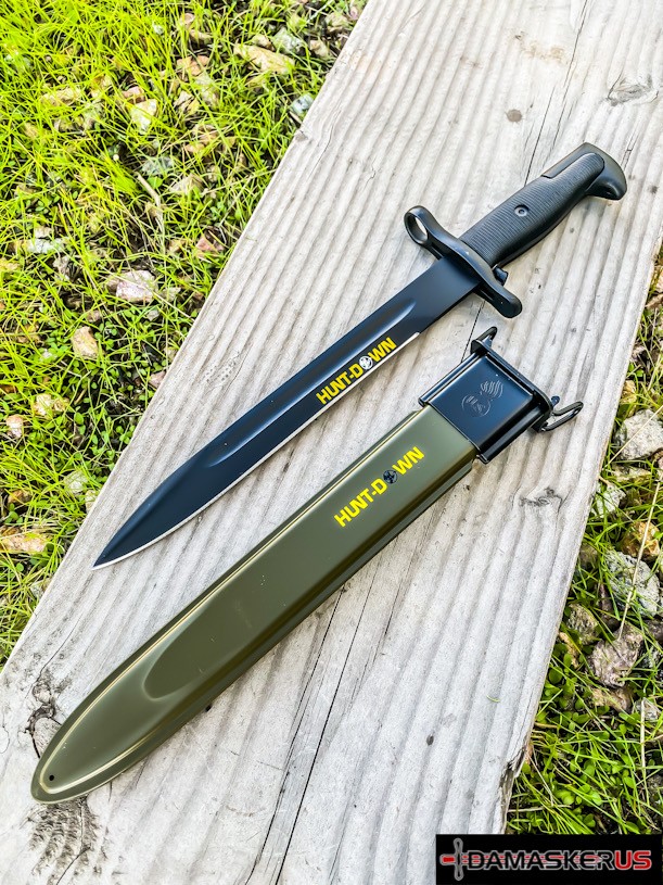 14" Black M1 1943 OL US Rifle Bayonet Military Hunting Knife with Green Sheath