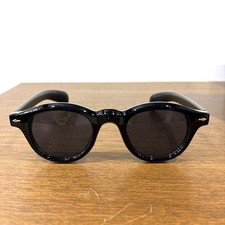 Vintage Sunglasses, Black Frame, Oval Shape, Gray Lens