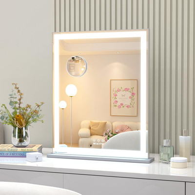 Lighted Makeup Mirror with 10X Magnification, Dimmable, 3 Color Modes, USB