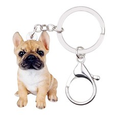 NEWEI Acrylic French Bulldog Puppy Dog Key Chains Animal Rings Purse Car Gift...