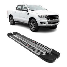 Nerf Bars Running Boards For Ford Ranger Double Cab 2019-2023 Black Silver 2pcs