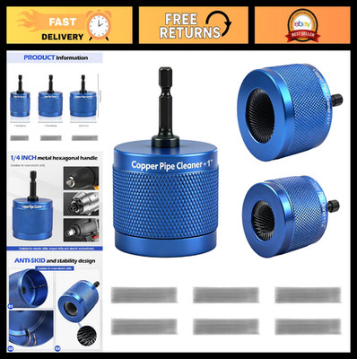 Copper Pipe Cleaner Drill Attachment - 1/2'', 3/4'', 1'' Metal Tube Brushes, 6 Blad