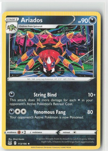 Ariados 113/196 Rare Lost Origin Pokemon Near Mint