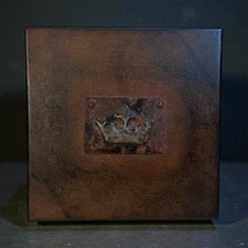 RARE Jan Barboglio Cast Iron Crested Crown 6.5” Square Box Retired Brutalist