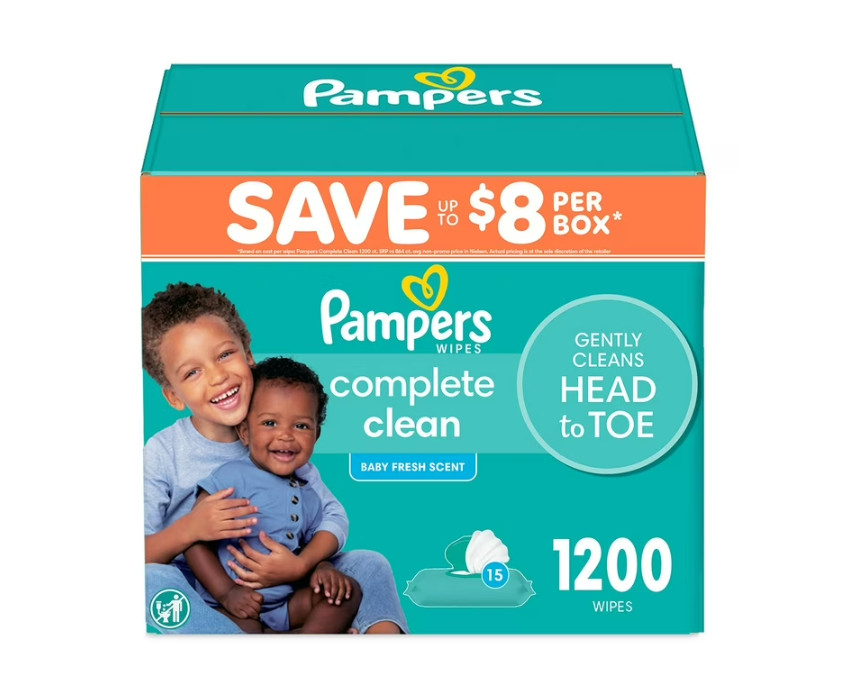 Pampers, Complete Clean Baby Wipes, Baby Fresh Scent, 15 pk., 1200 Wipes
