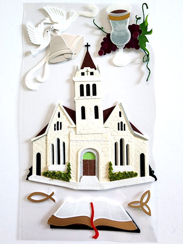 Jolee's Boutique Christian Church 3D Stickers Holy Bible Communion Wine Doves