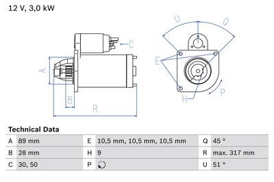 BOSCH 0 986 019 020 Starter