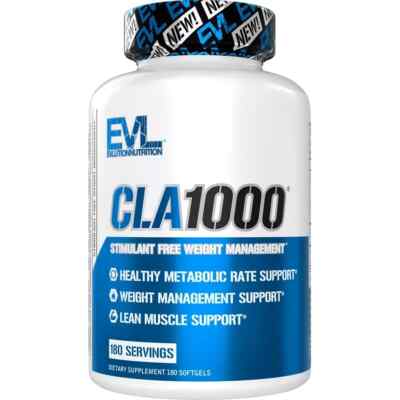 EVL CLA 1000: Stim-Free Weight Management/Fat Burner Lean Muscle 180 Softgels