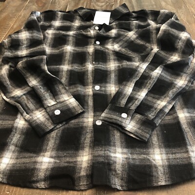 Sangtree Long Sleeve Button Tops Flannel Size 185 in Black/White