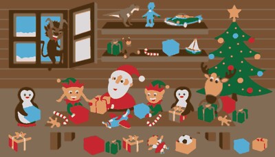 Färbung nach Zahlen 8 Farben A1 Größe - Santas Werkstatt