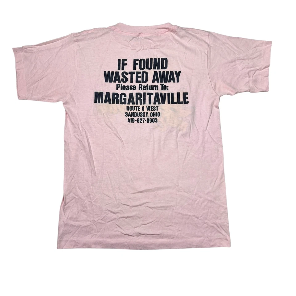 Camiseta Vintage Años 80 Margaritaville Jimmy Buffett If Found Wasted Rosa Mediana Foto 3 de 4