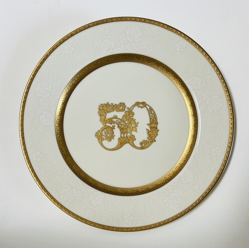 MIKASA 50th Golden Anniversary Antique Lace Pattern 11" Plate Cream + Gold L5533 - 第 1/3 張圖片