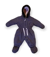 Petit Bateau Snowsuit Size 6 Months Maroon Purple Bunting Warm! Removal Booties