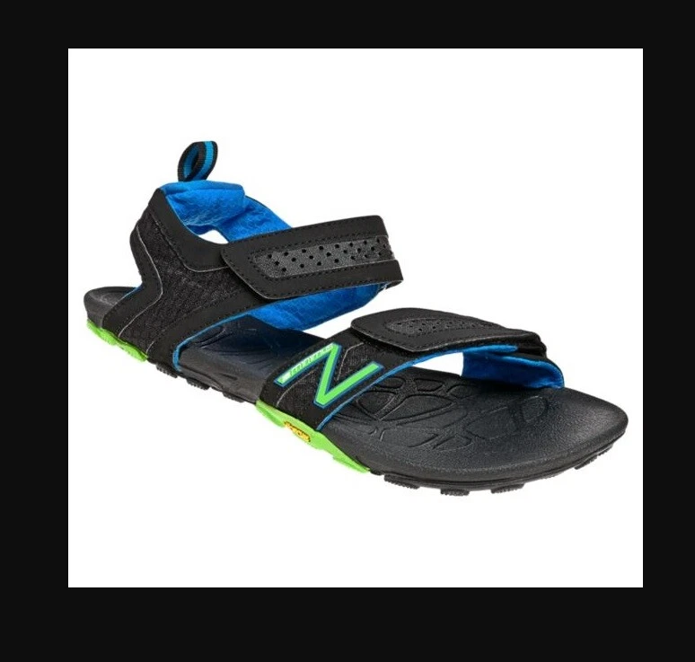 Sandalo New Balance Minimus Vibram da uomo taglia 8 nero blu leggero viaggio in spiaggia