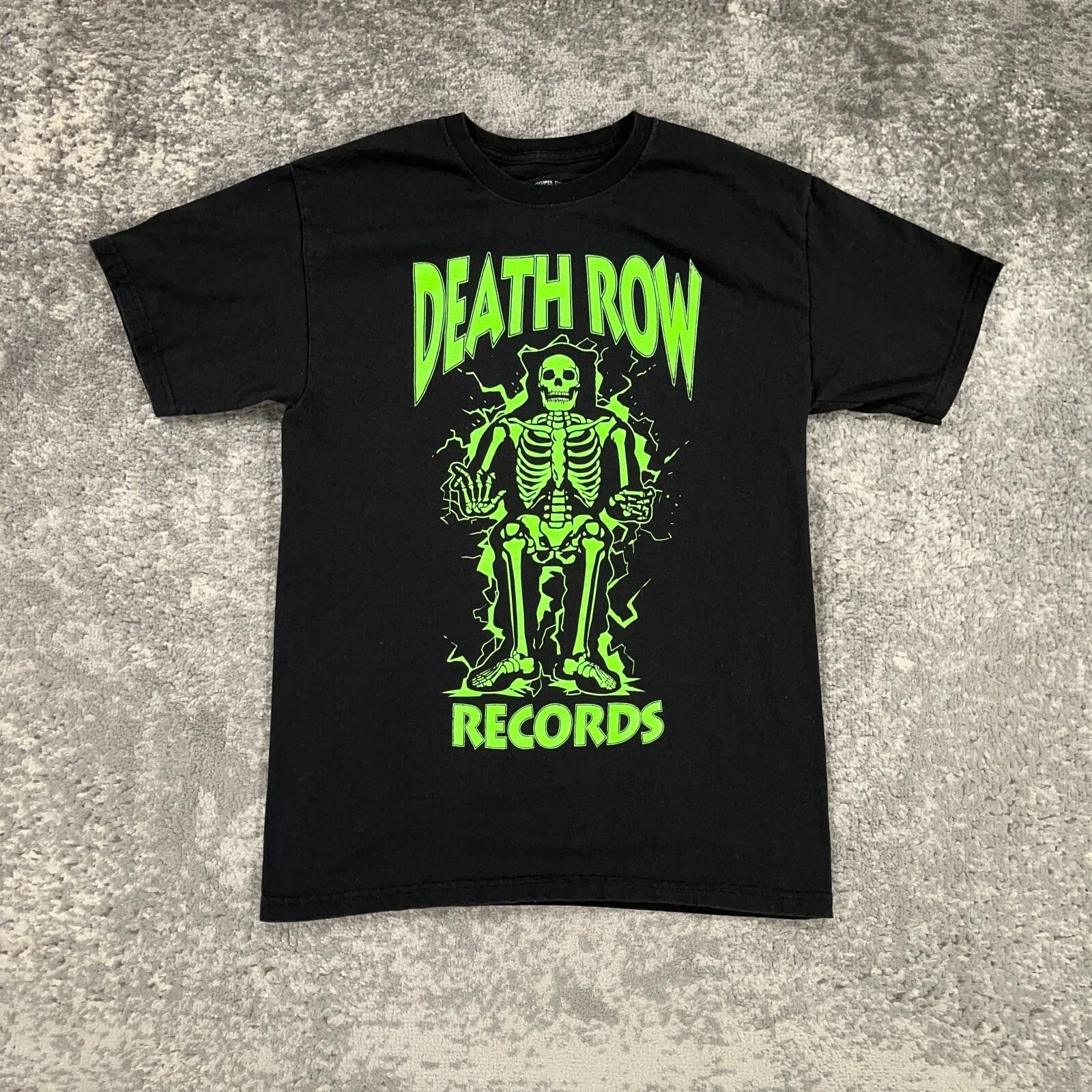 FILA Camicia Death Row Records uomo media M nera bagliore nel buio scheletro logo rap
