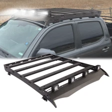 Roof Rack Cargo Luggage Carrier w/ Lights For Toyota Tacoma 2005-2023 Double Cab