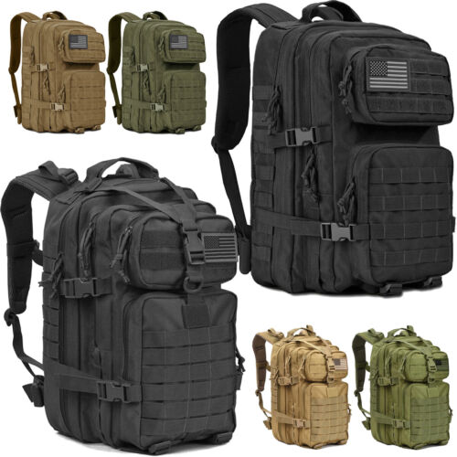 45L Military Tactical Backpack Large Army Molle Bag Rucksack 3 Day Assault Pack - Afbeelding 1 van 26