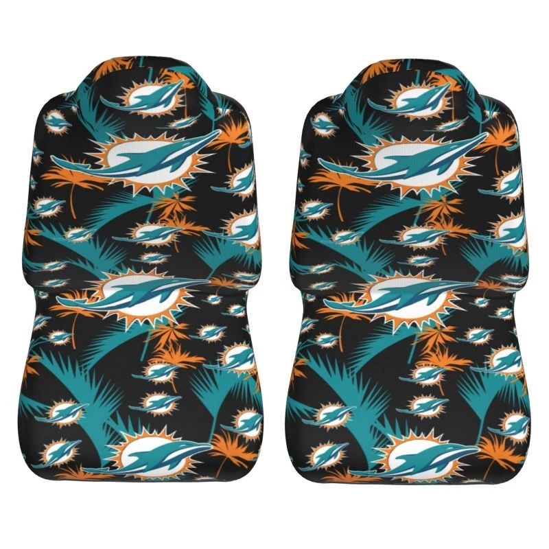 2pcs Miami Dolphins Elastic Car Seat Covers Hawaii Printed Seat Cover Soft
