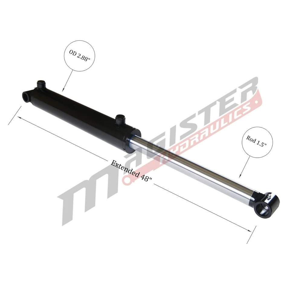 Hydraulic Cylinder Welded Double Acting 2.5" Bore 20" Stroke Cross Tube 2.5x20 - Image 4 of 4