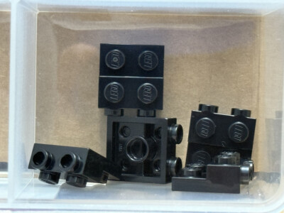 LEGO Parts - Black Plate 2 x 2 x 2/3 with 2 Studs on Side - No 4304 - QTY 5