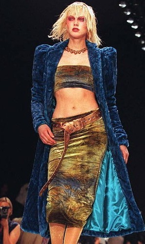 Vintage Betsey Johnson 90s Green Blue Tie Dye Crushed Velvet Short Slip Dress M - Picture 13 of 15