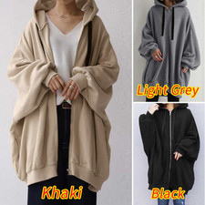 New Fall Winter Women Zip Up Hoodies Long Sleeve Sweatshirt Loose Hoodie Jackets