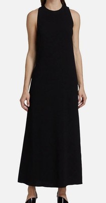 Gauchere Women's Black Round Neck Sleeveless Asymmetric Back Dress Size 42