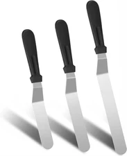 3Pcs Offset Spatula Stainless Steel Icing Spatulas 6/8/10" Angled Cake Spatula