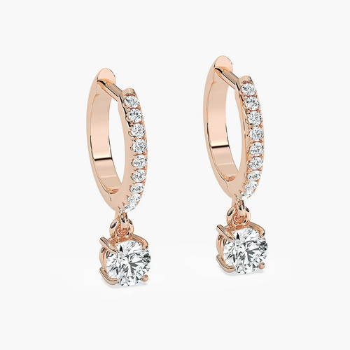 Feine Ohrringe 0,78 kt runder im Labor gezüchteter Diamant 14 K Gold Verlobung Ohrhänger - Bild 7 von 9