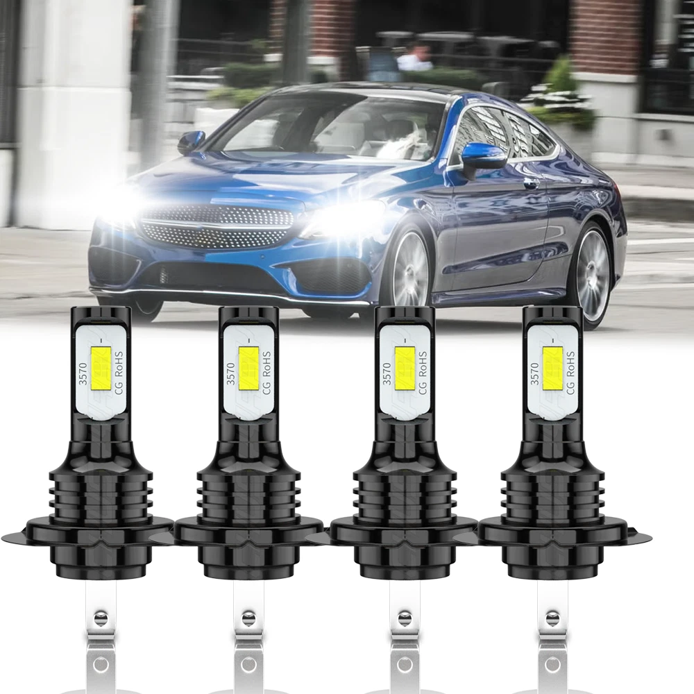 For 2008-2017 Mercedes-Benz C300 Combo H7+H7 LED Headlight 4X Bulbs Hi/Low Beam