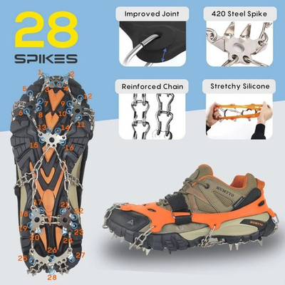 #ad #ad Ice Snow Anti Slip Spikes Grippers Crampons Ice Cleats For Hike Shoes Boot*# $36.08