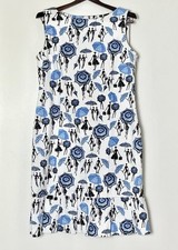 Parisian Print Sundress Women’s 14 Sleeveless Ruffle Hem Romantic Chic Girly
