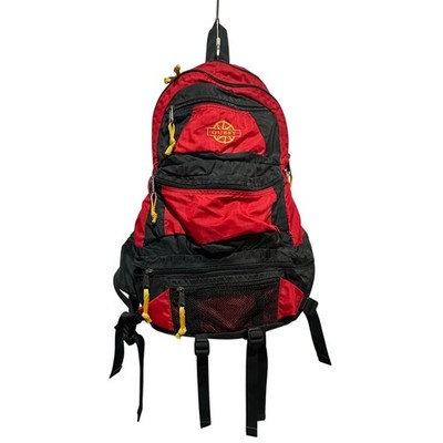 Vintage Lowe Quest Backpack Hiking Outdoor Camping Water Pouch Buckle Red Black
