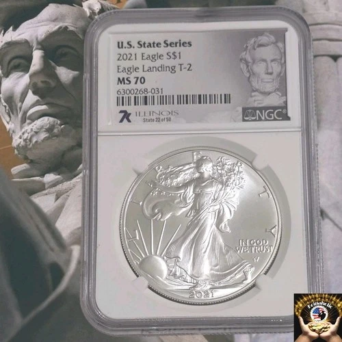 ILLINOIS 2022 $1 American Silver Eagle T2 NGC MS70 ILLINOIS State Series 👌 🔥