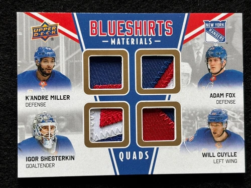 25-26 NEW YORK RANGERS CENTENNIAL BLUESHIRTS MATERIALS QUAD PATCH /25 #BSMQ-CMFS