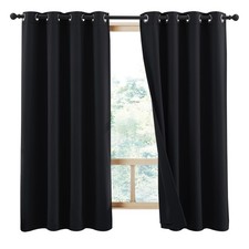 100 Blackout Curtains 45 inches Length, 2 Thick Layers Completely Blackout W...