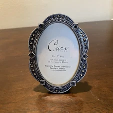 Carr Rhinestone embellished metal oval Photo Frame 2 1/2" X 3 1/2"