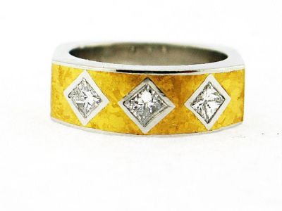Custom Made 0,60 ct Princess Diamant Ring 950 Platin & 22K Gelbgold