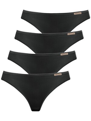 comazo earth 10460276401 4er Sparpack Damen String mit Baumwolle in 3 Farben