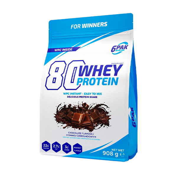 6PAK Protein 80 Proteine del siero del latte al cioccolato, 908 g