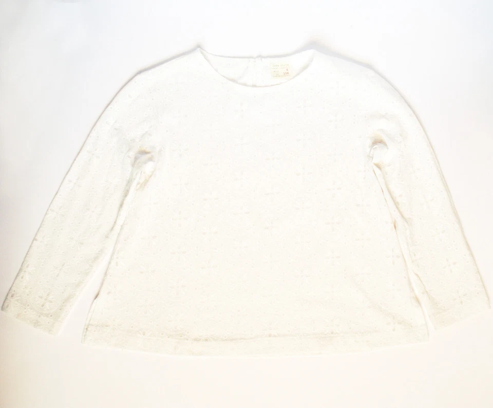 ZARA blouse en dentelle état NEUF t-shirt haut top blanc fille 6 ans - Photo 1/1