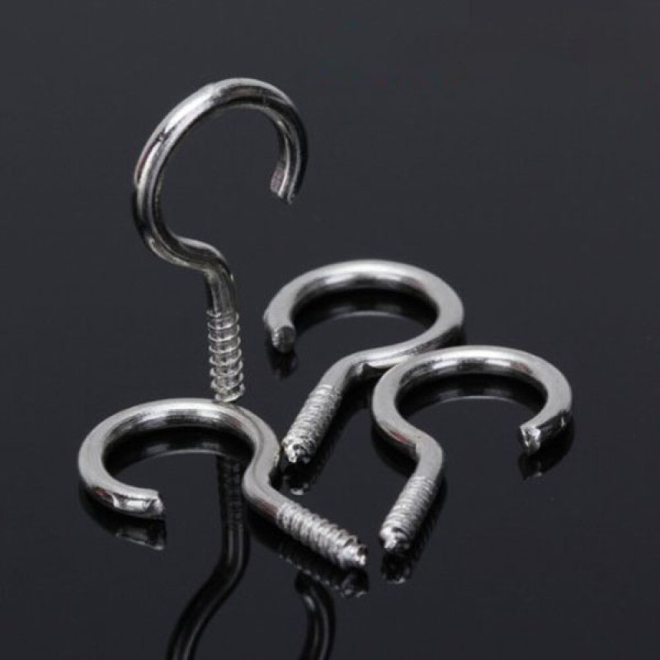 100 Pcs Metal Screw Hooks Nickel Plating Screwin Hooks Hanging Hooks