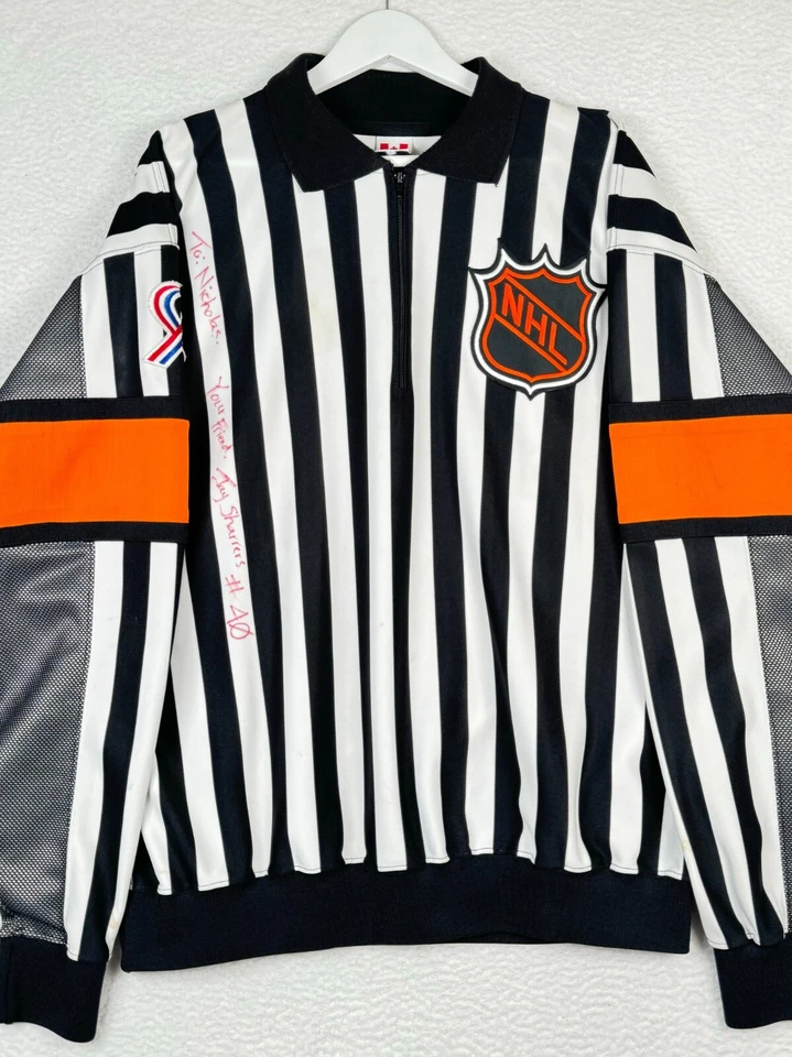 Vintage CCM Referee 40# Jersey - 56 -Official Jay Sharrers Autograph Striped NHL - Image 3 of 4