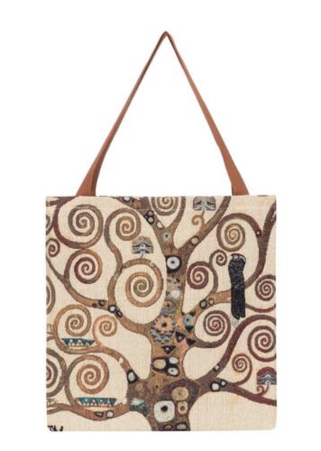 KLIMT TREE OF LIFE GUSSET BAG. TAPESTRY ECO FRIENDLY AND FOLDABLE BAG. REUSABLE - Picture 1 of 4