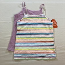 Wonder Nation Girls Medium 7/8 2 Pc Striped Purple Layering Tank Top Set NWT