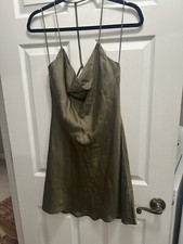 ASTR The Label Olive Green Cowl Neck Slip Short Dress Size Large