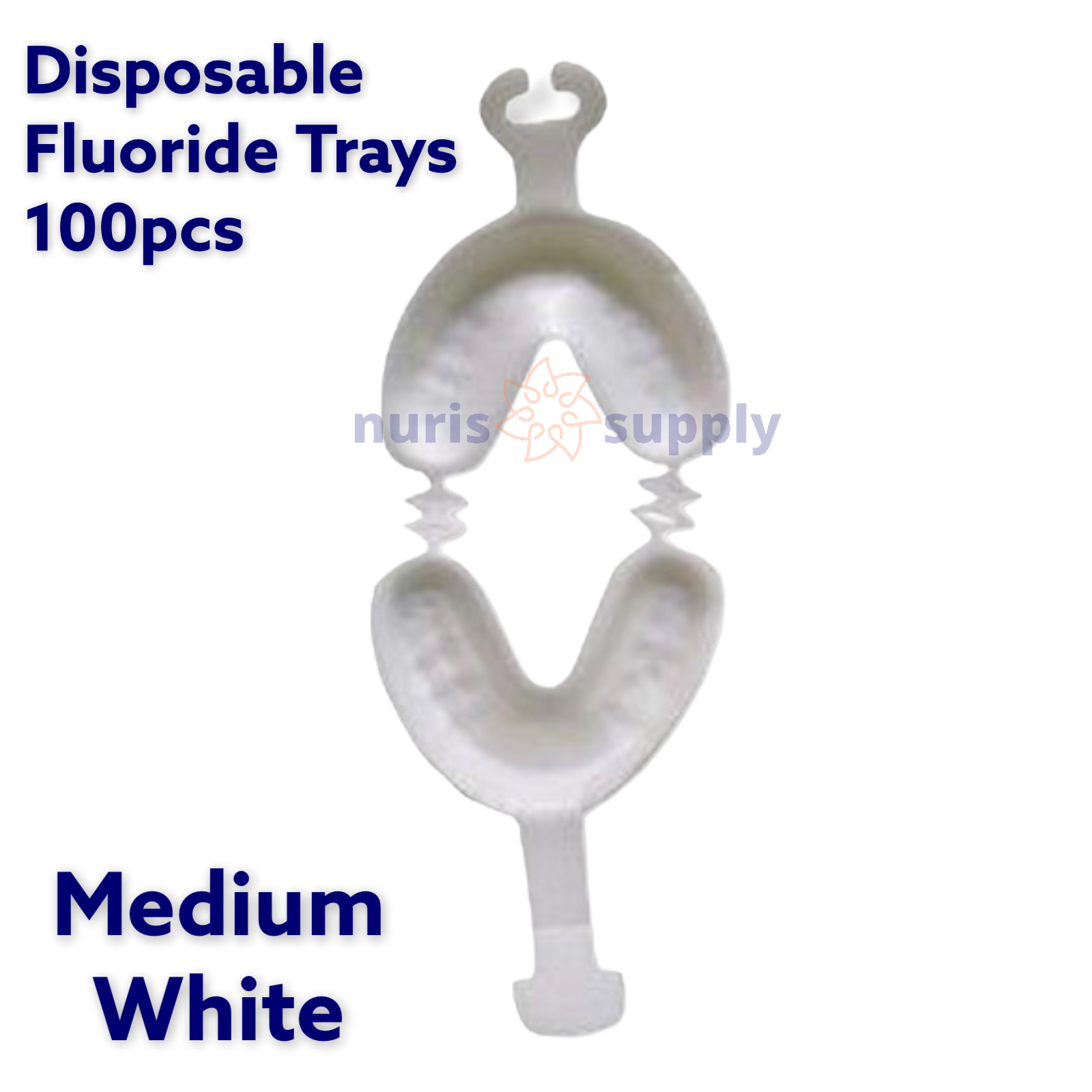 100pcs Disposable Fluoride Trays Dental Dual Arch For Gel or Foam