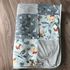 Gerber Modern Moments Blanket Plush White Sherpa Animal Patchwork Squirrels Fox