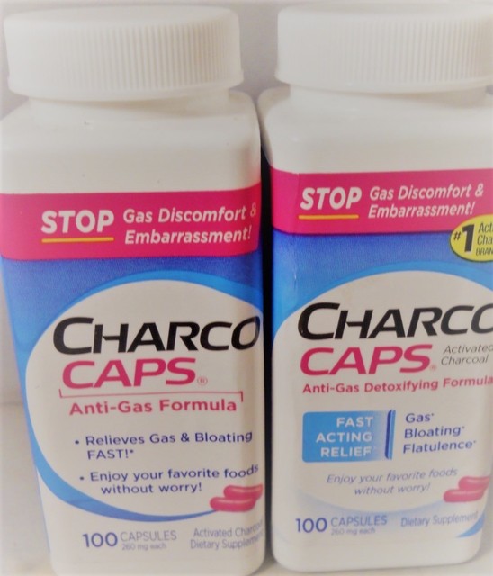 CHARCOCAPS Antigas Formula Capsules 100 EA Exp Date 2018 for sale
